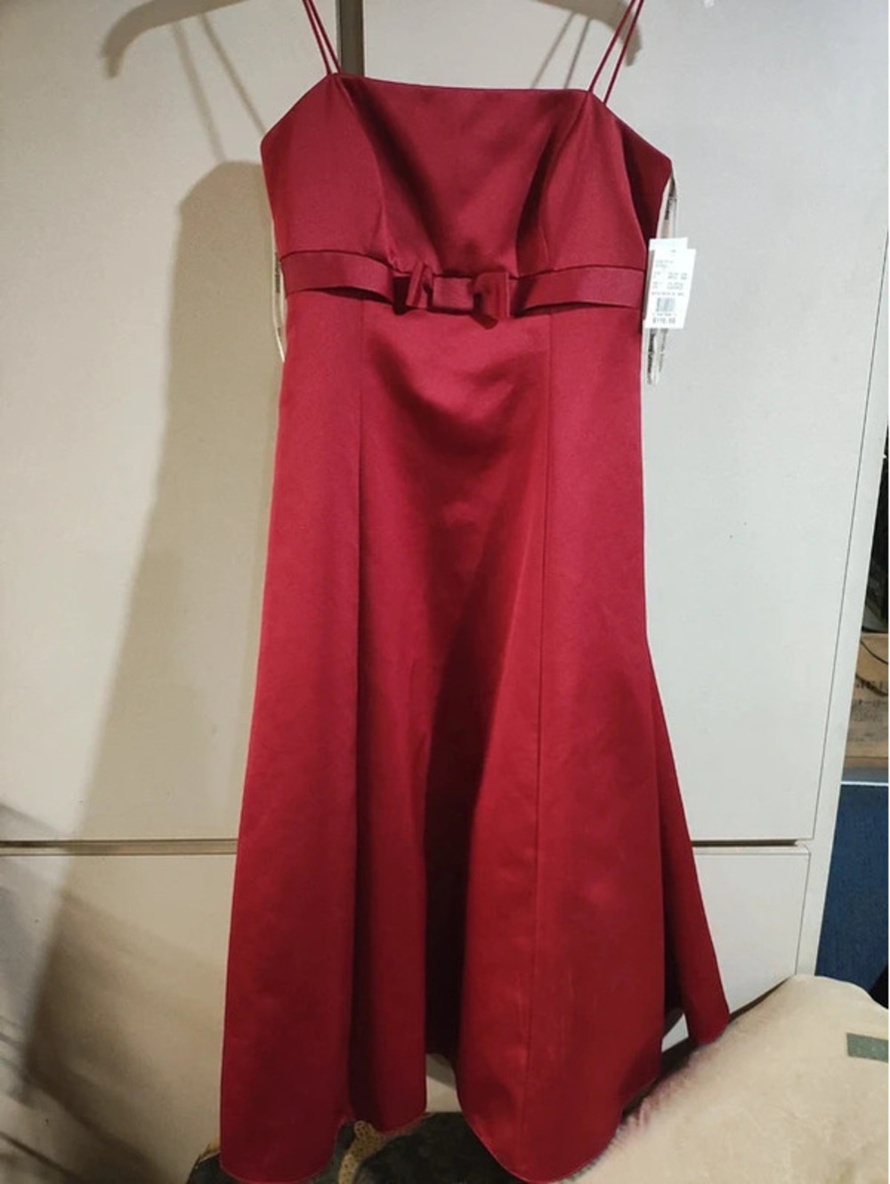 David's Bridal Red Formal Long Spaghetti Straps size 6